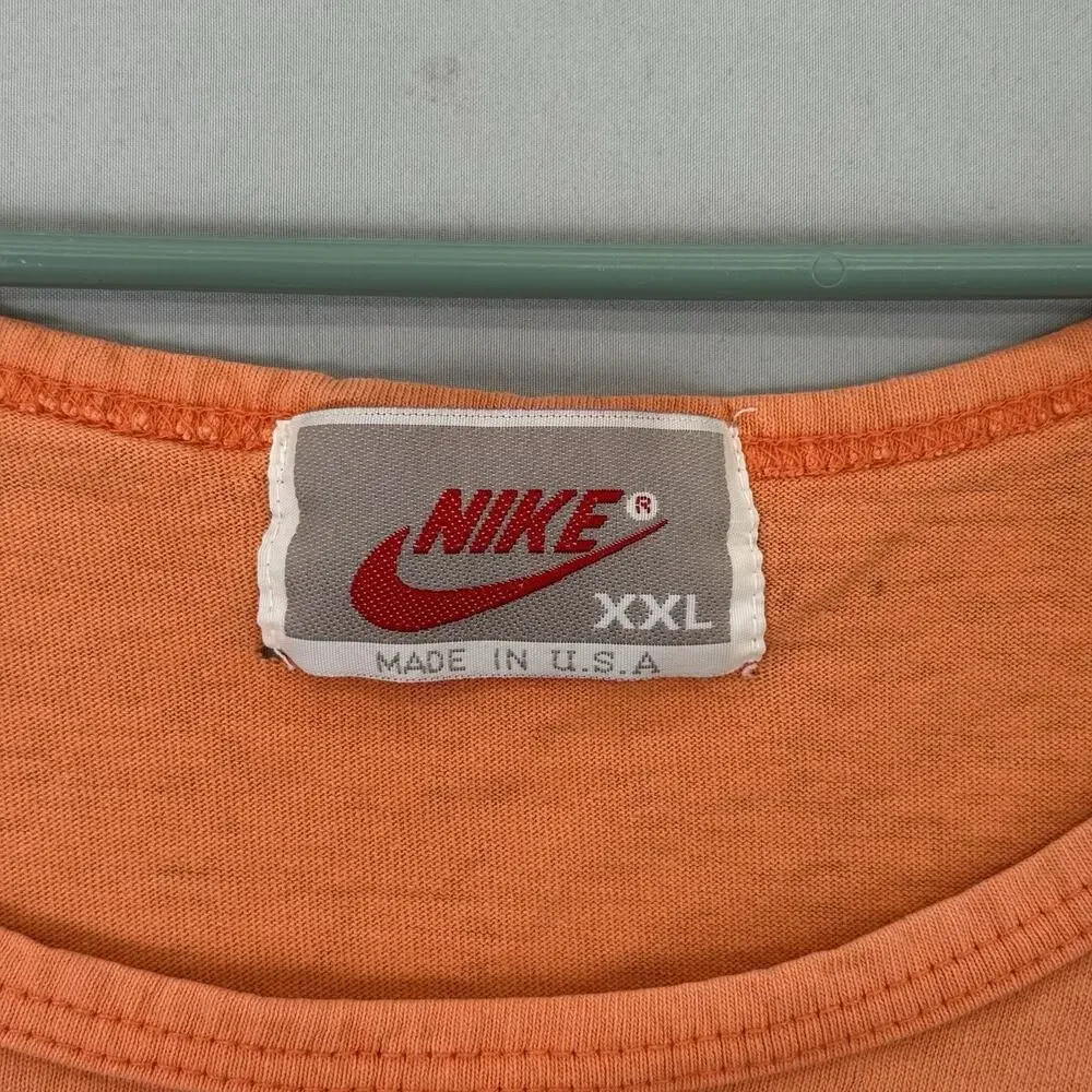 Vintage 90s Nike Tank Top Air Logo Sz XXL Orange Retro Made in USA Swoosh Beach